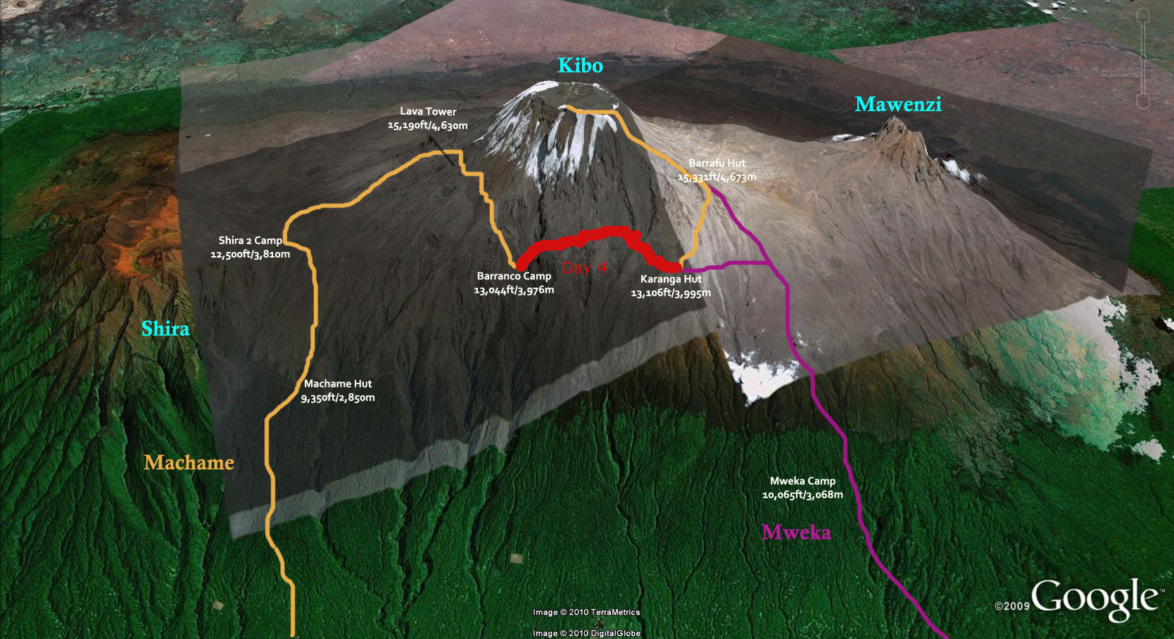 Bryson Heroes Tours Machame Route Map